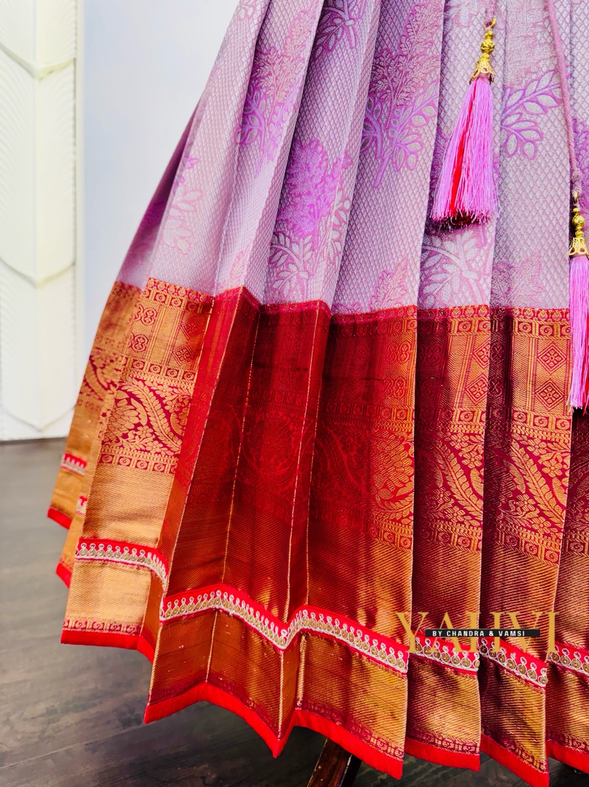 Red Royale Kanchi Silk Lehenga Ensemble - Image 2