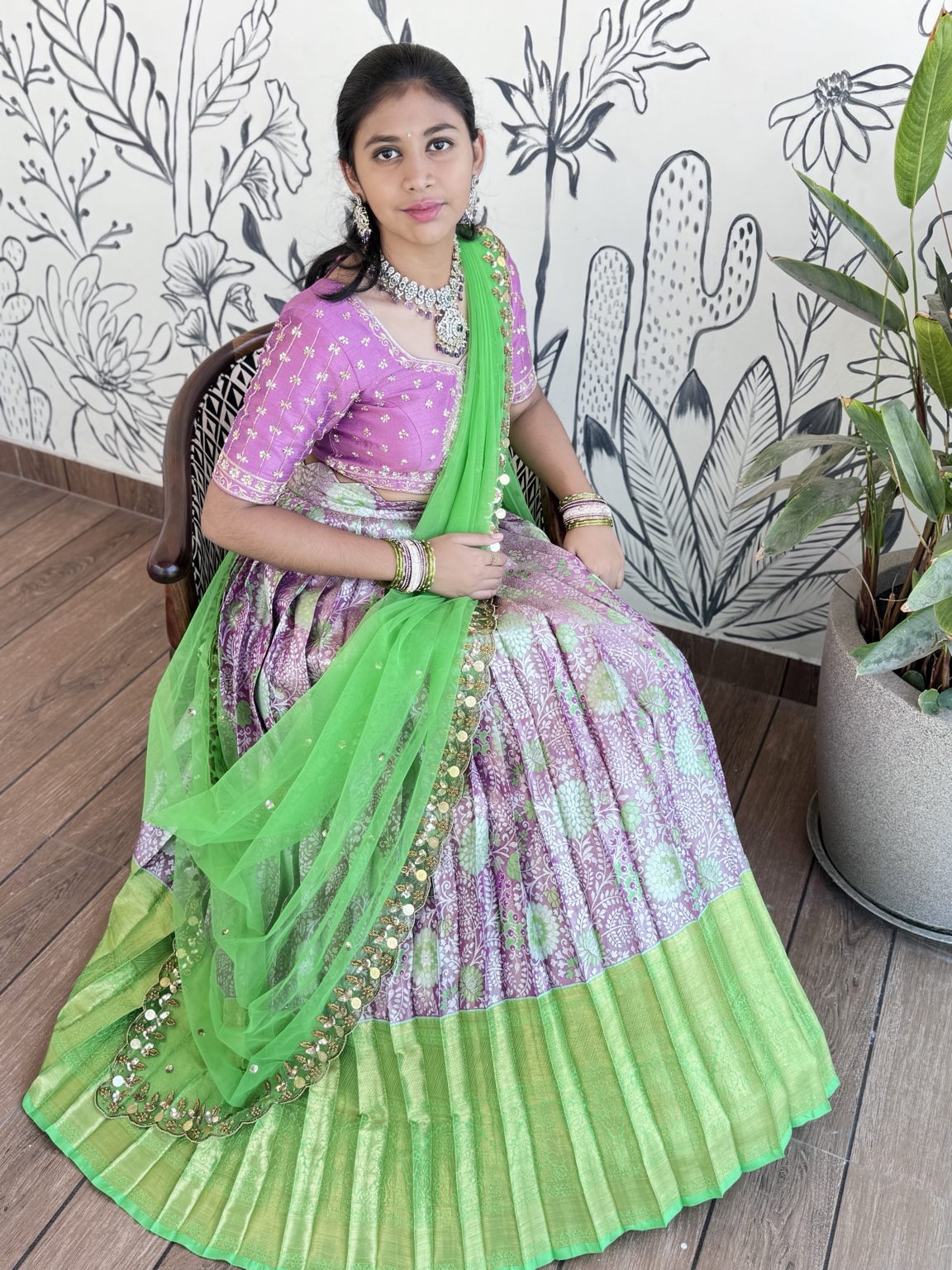Vasanta Vibes Kanchi Silk Half Saree with Embroidered Blouse - Image 5