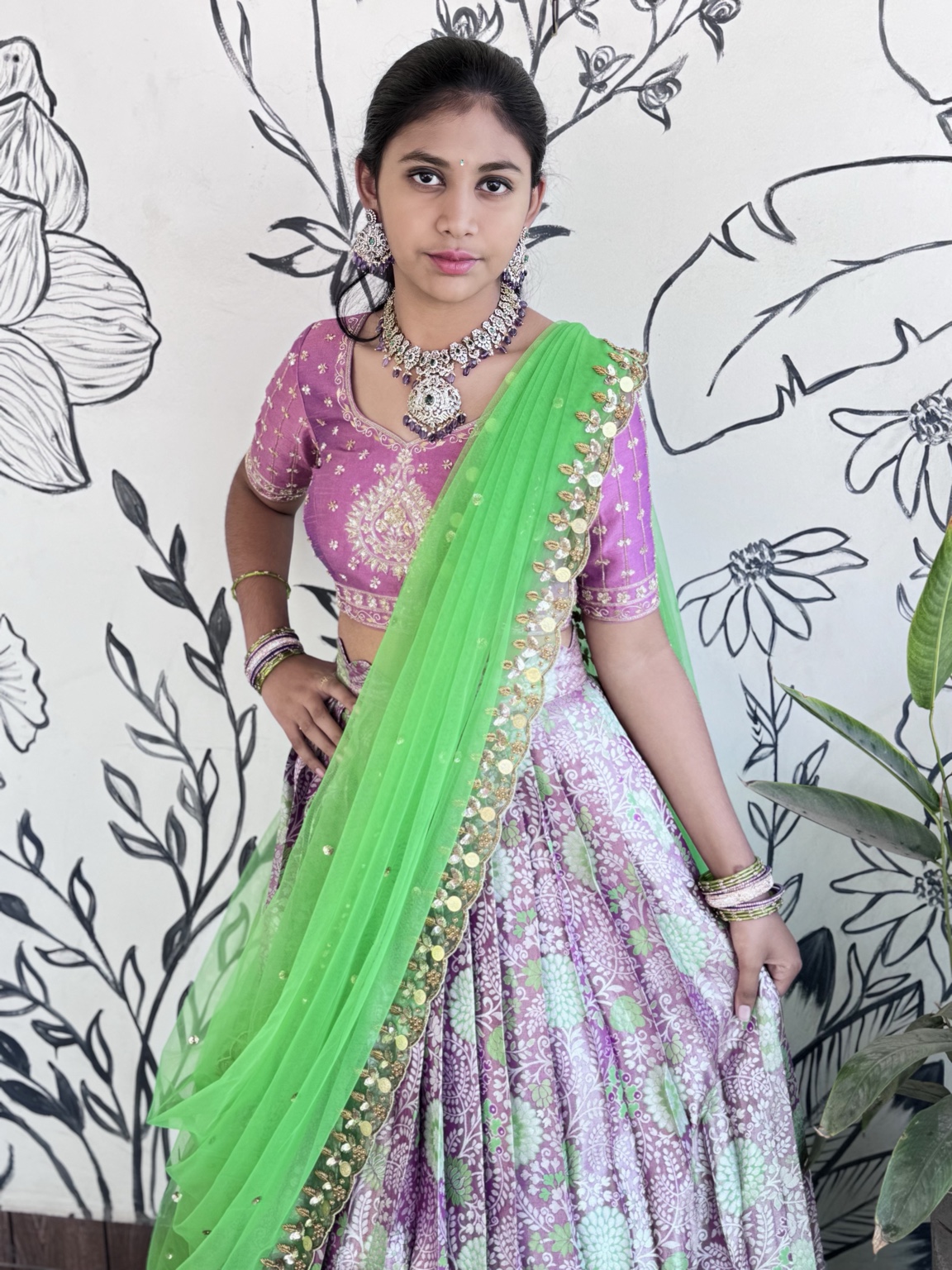 Vasanta Vibes Kanchi Silk Half Saree with Embroidered Blouse - Image 2