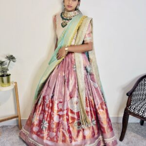 Royal Bloom kanchi pattu jewel blouse double dupatta set