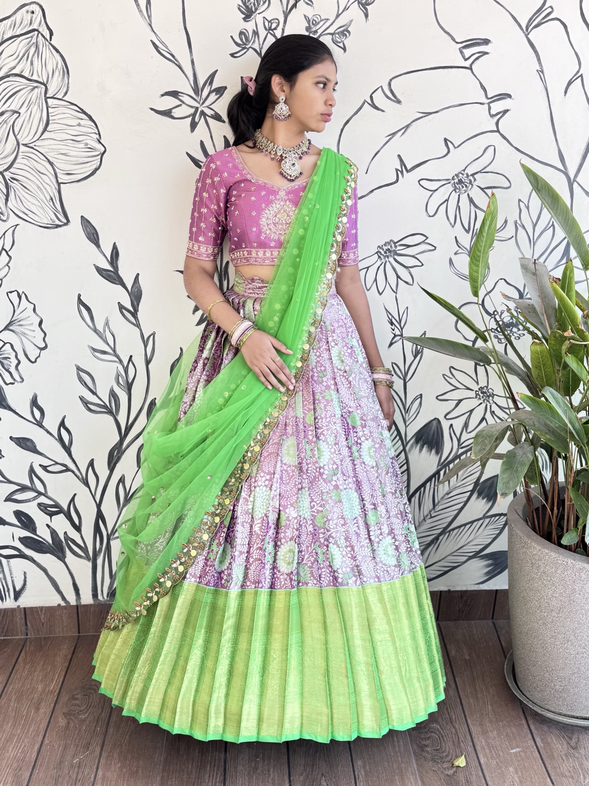 Vasanta Vibes Kanchi Silk Half Saree with Embroidered Blouse - Image 4