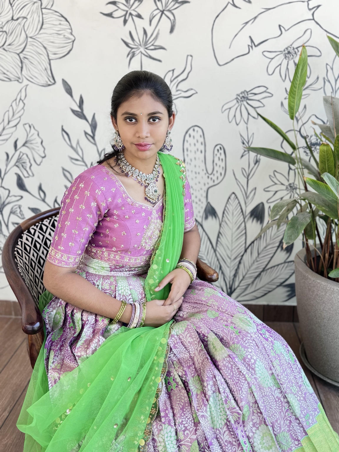 Vasanta Vibes Kanchi Silk Half Saree with Embroidered Blouse - Image 6