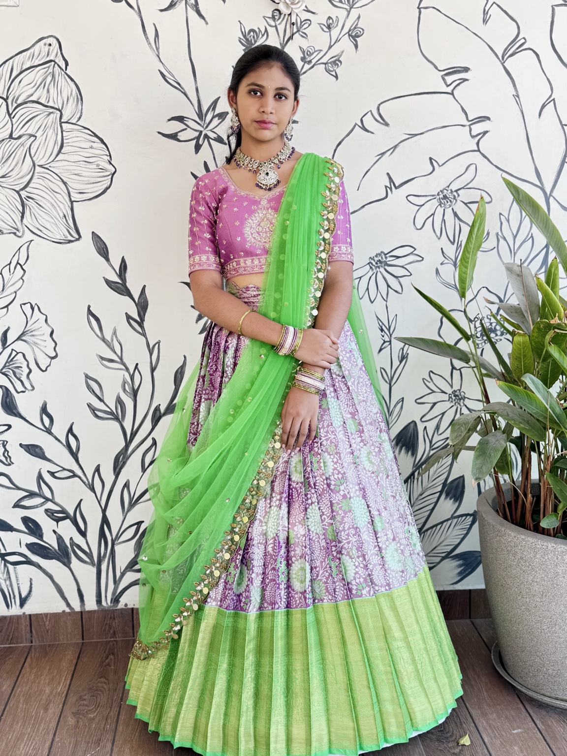 Vasanta Vibes Kanchi Silk Half Saree with Embroidered Blouse - Image 7
