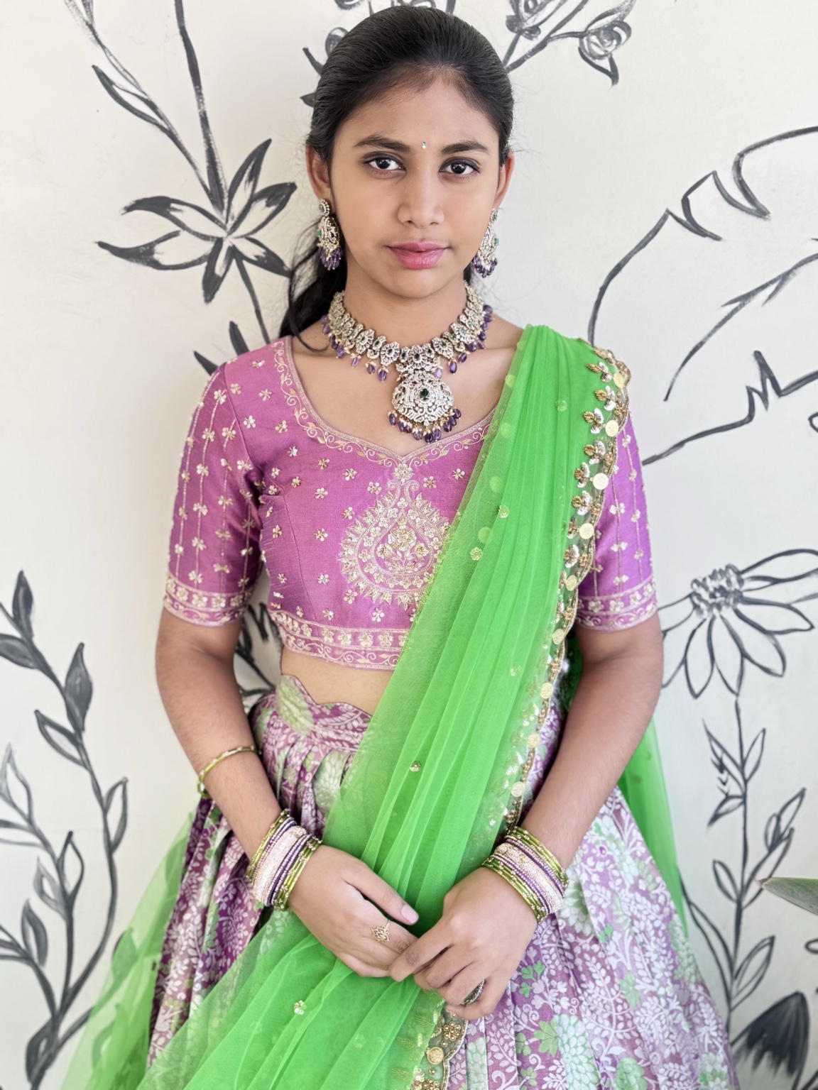 Vasanta Vibes Kanchi Silk Half Saree with Embroidered Blouse - Image 9