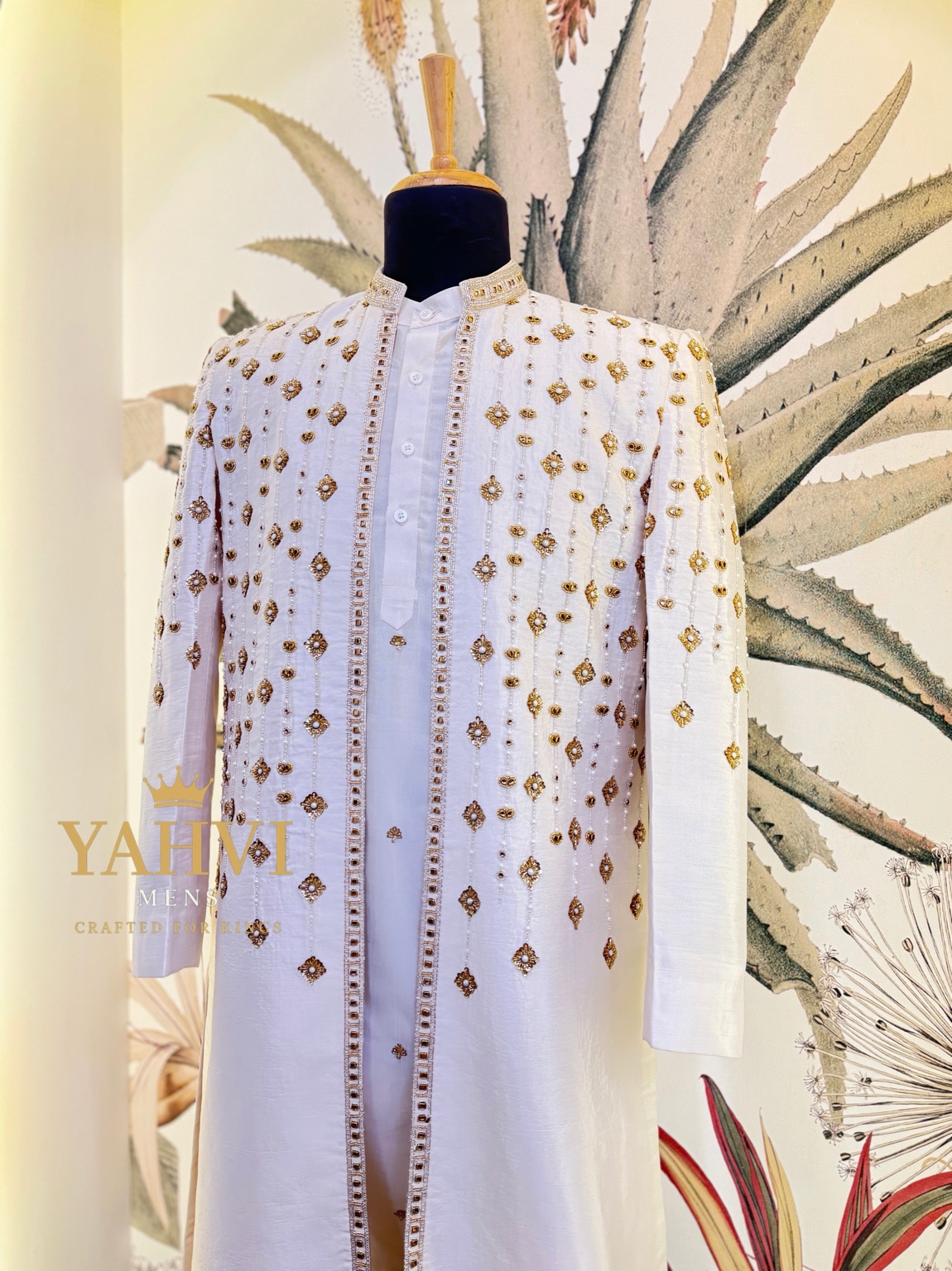 Rajveer Ivory Handcrafted Sherwani Set - Image 8