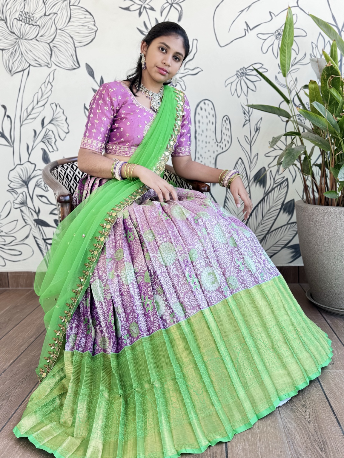 Vasanta Vibes Kanchi Silk Half Saree with Embroidered Blouse