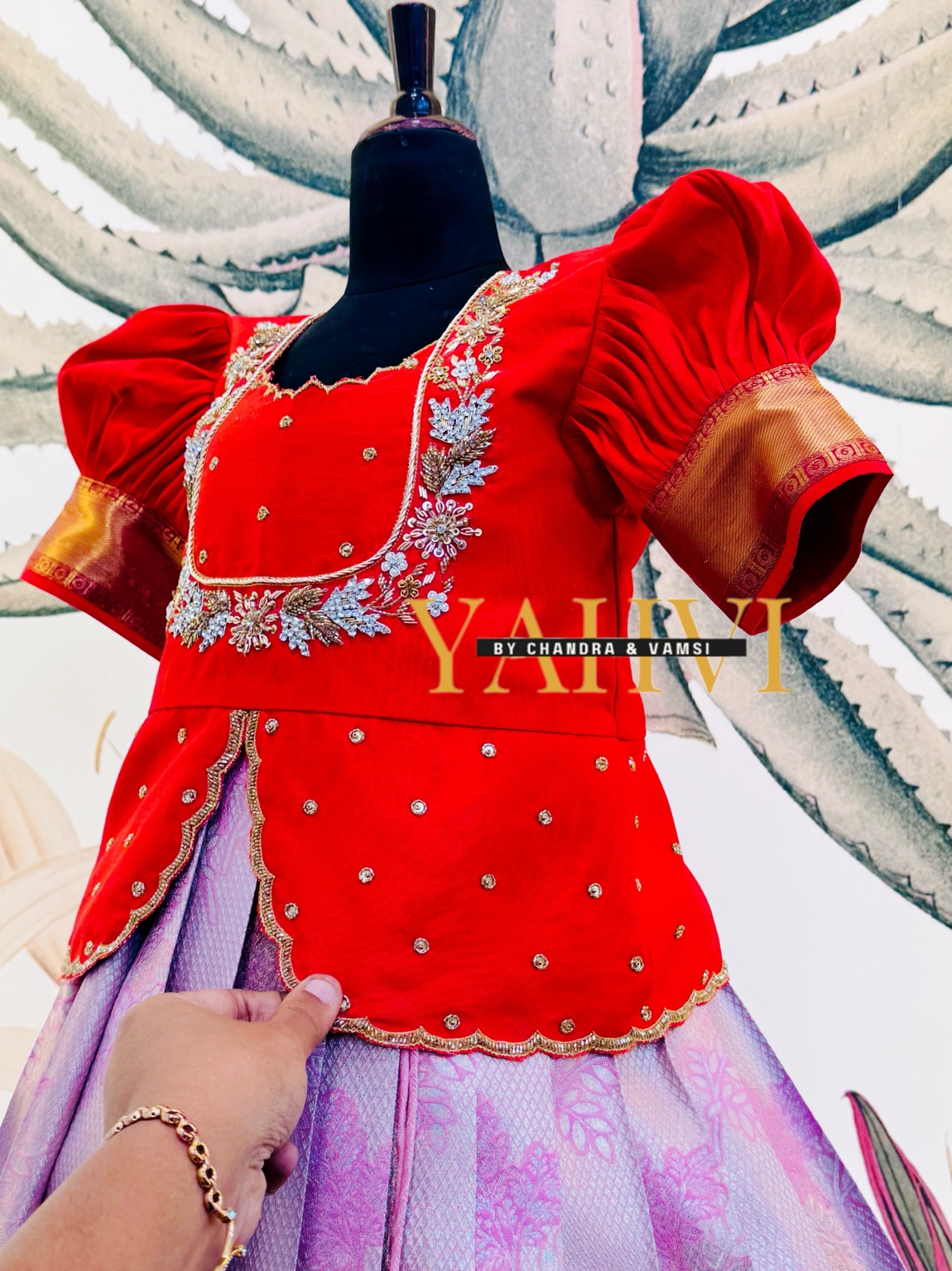 Red Royale Kanchi Silk Lehenga Ensemble - Image 4