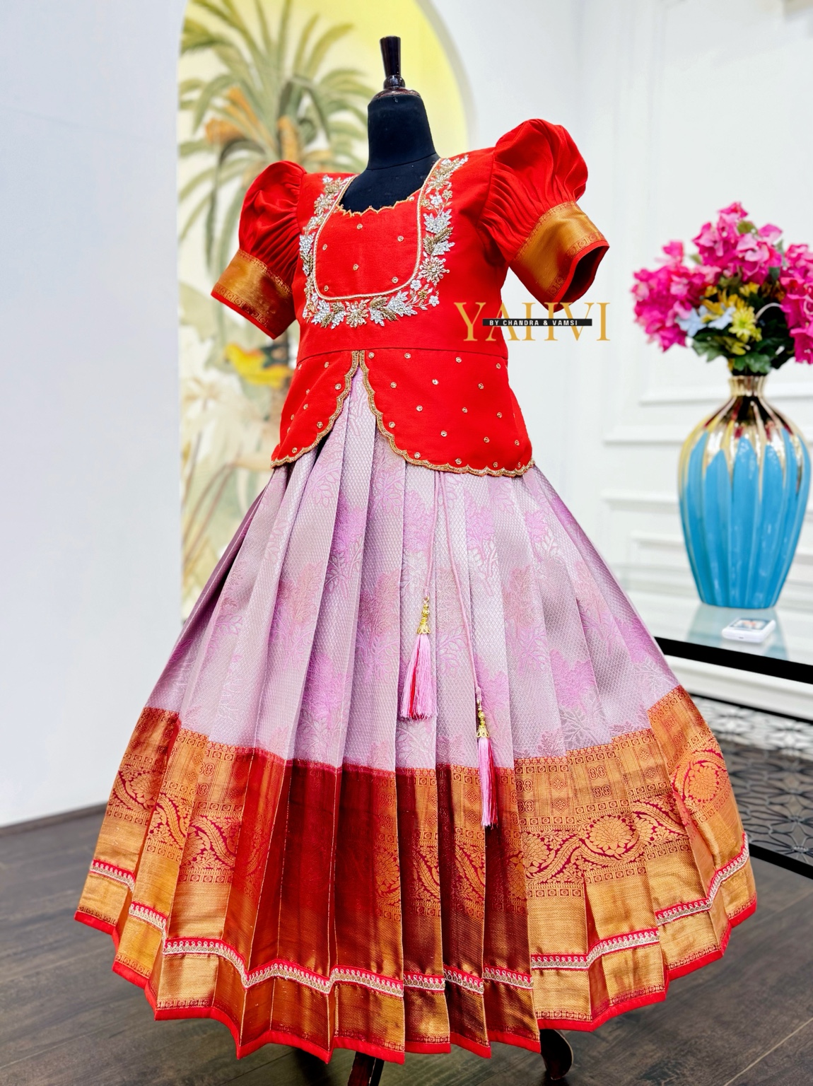 Red Royale Kanchi Silk Lehenga Ensemble