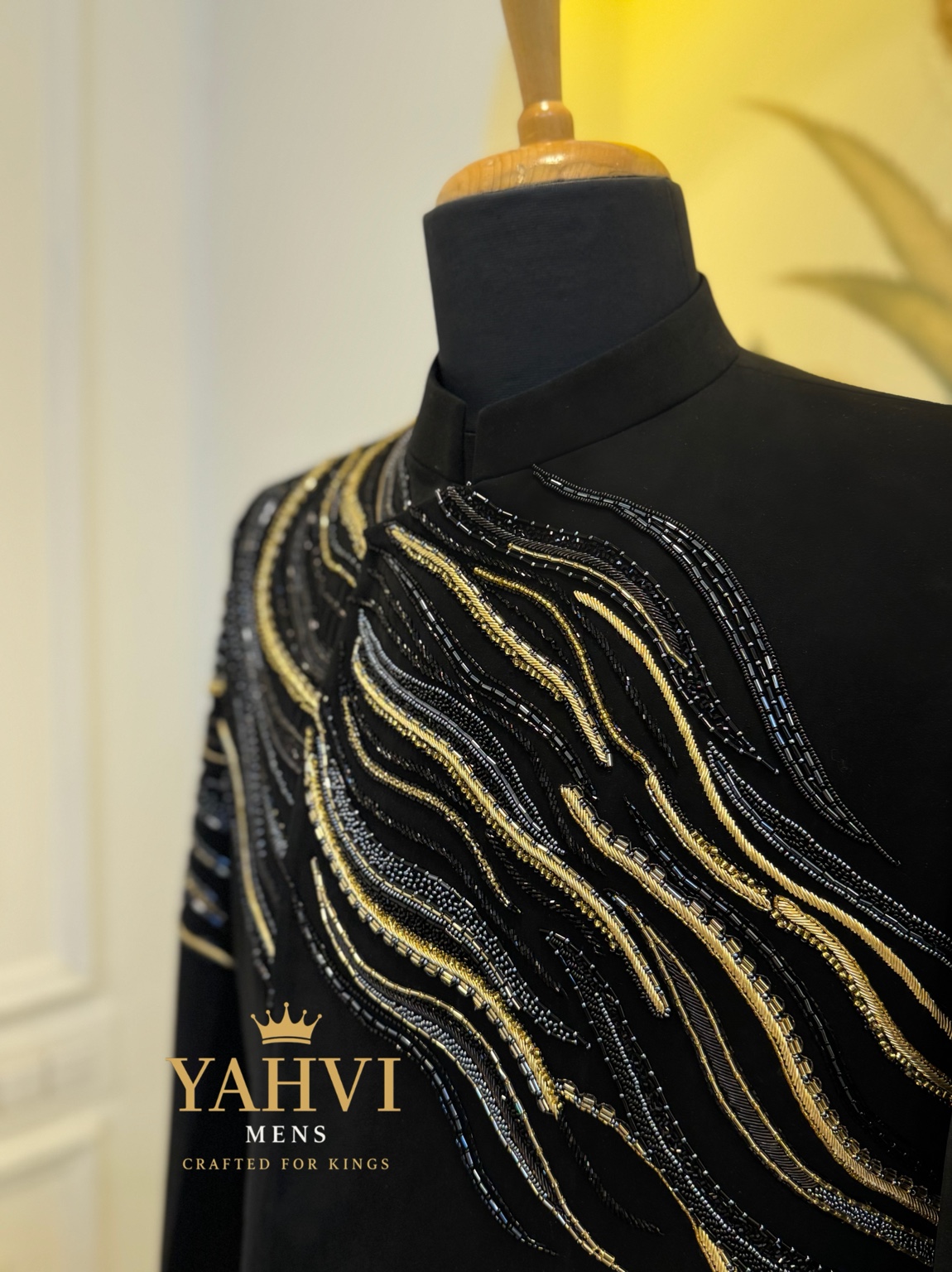 Midnight Noir Embroidered Bandhgala - Image 2