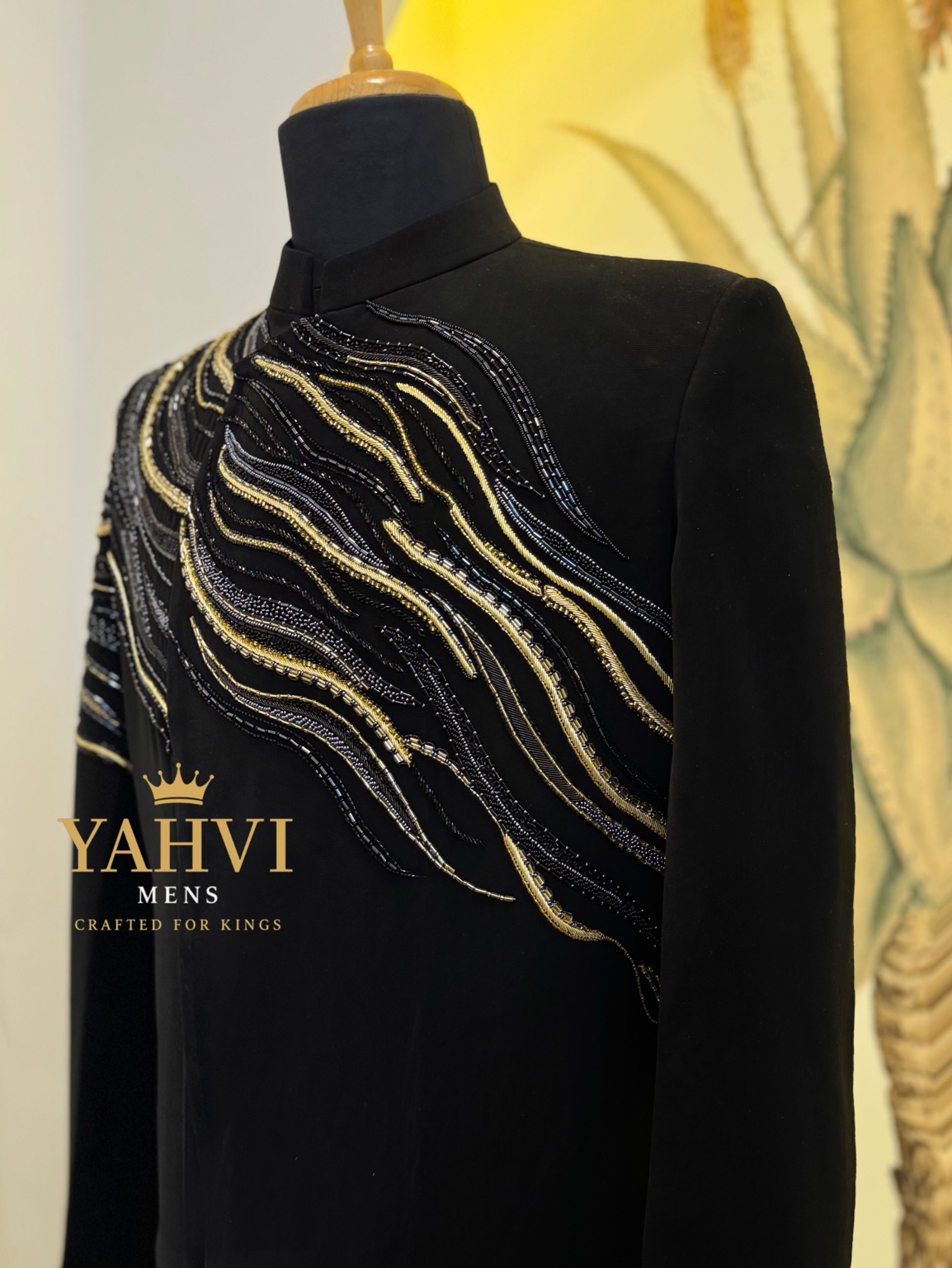 Midnight Noir Embroidered Bandhgala - Image 3