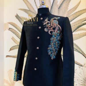Royal Peacock Embroidered Bandhgala