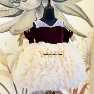 elvet Wine Bodice Tulle Frill Dress