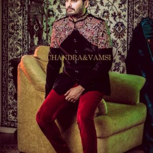 Heritage Floral Embellished Velvet Indo-Western Ensemble