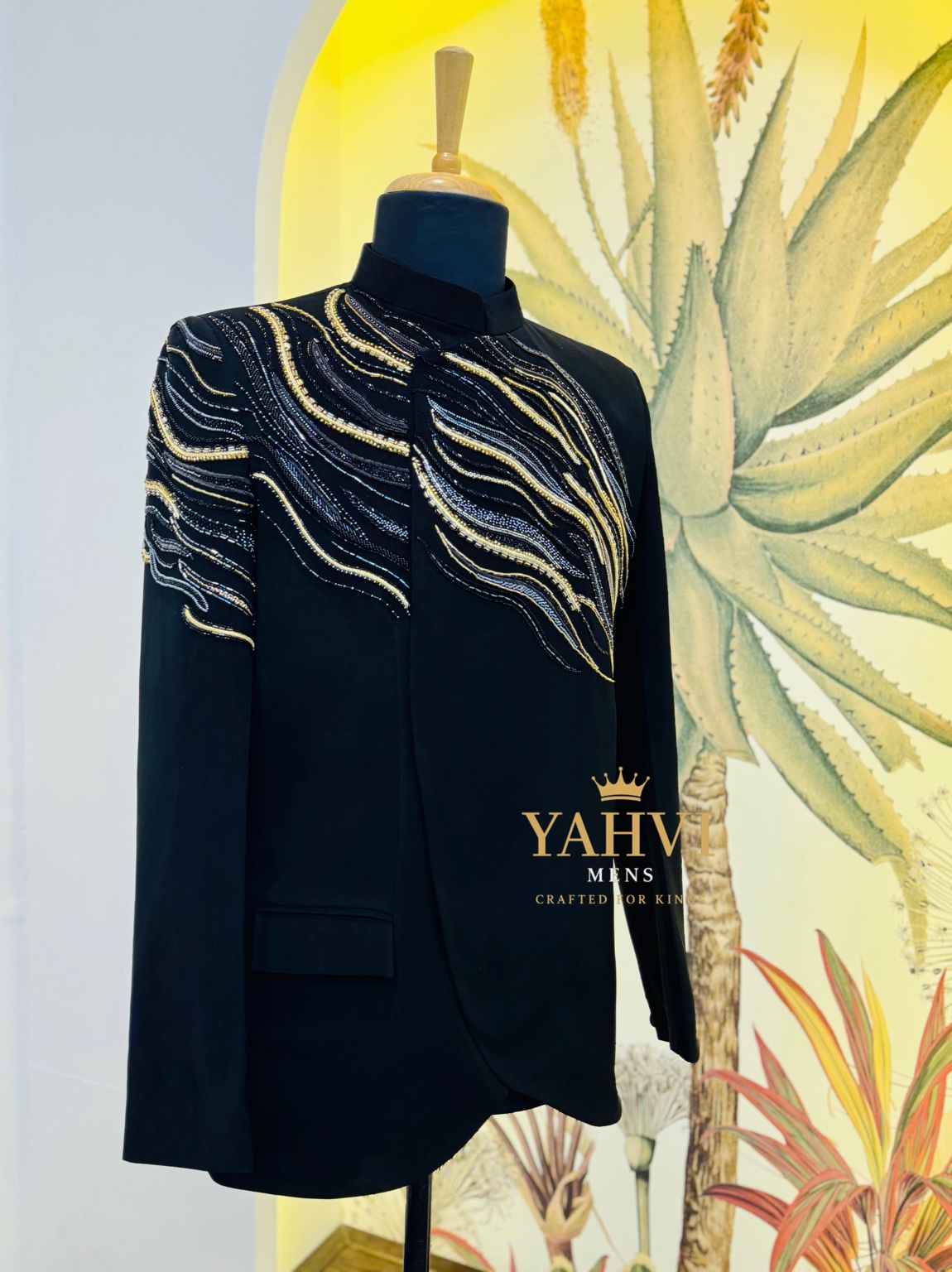 Midnight Noir Embroidered Bandhgala - Image 6