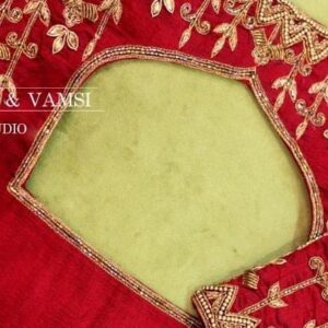 Regal Red Hand Embroidered RawSilk Blouse