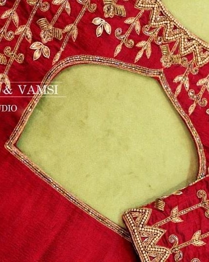 Regal Red Hand Embroidered RawSilk Blouse