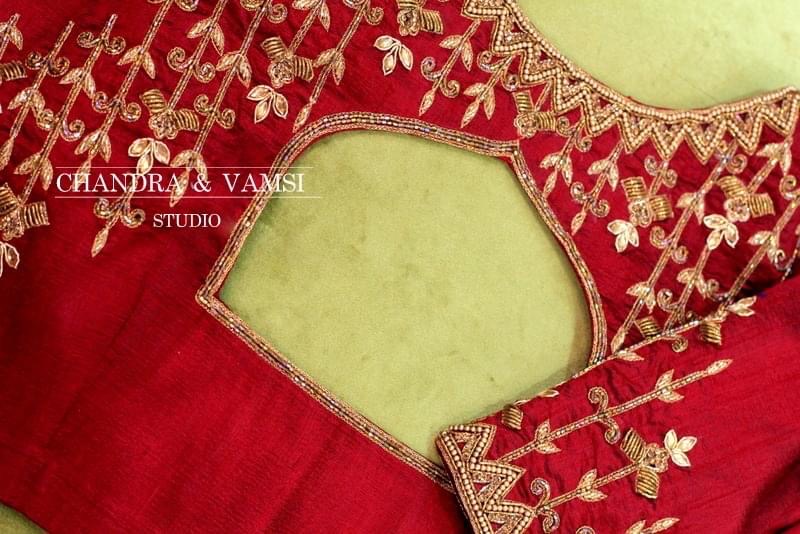 Regal Red Hand Embroidered RawSilk Blouse