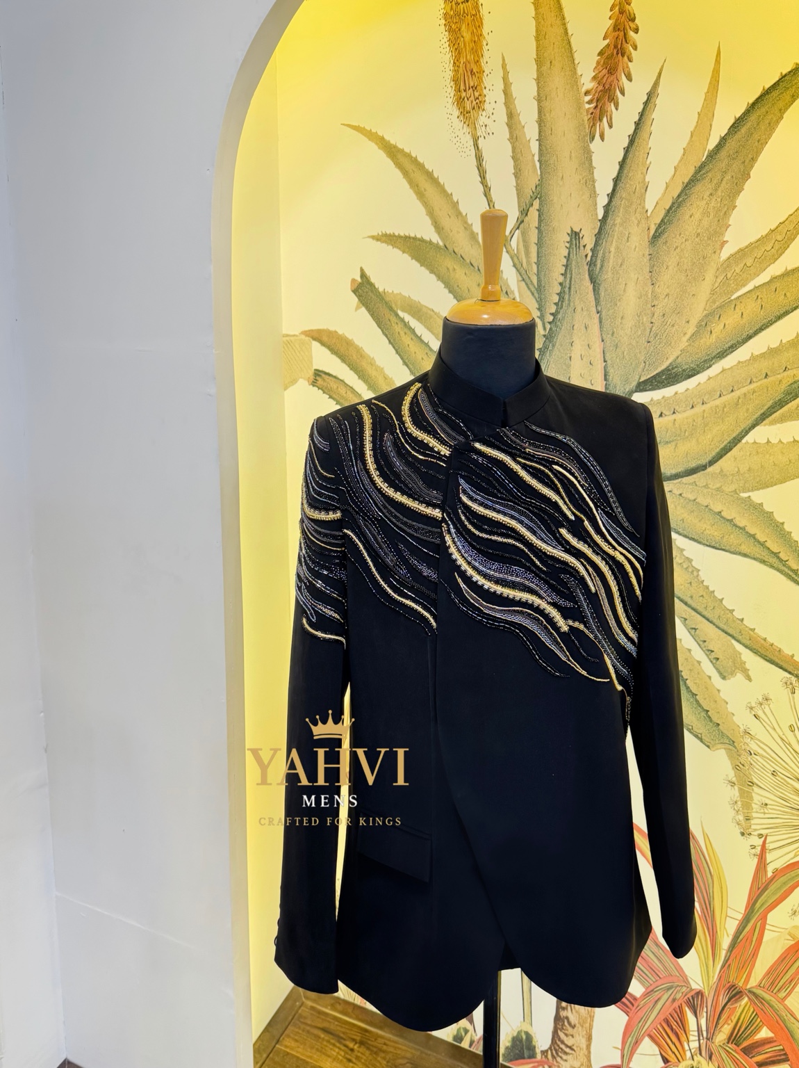 Midnight Noir Embroidered Bandhgala - Image 4