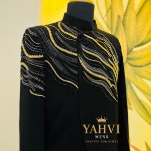 Midnight Noir Embroidered Bandhgala