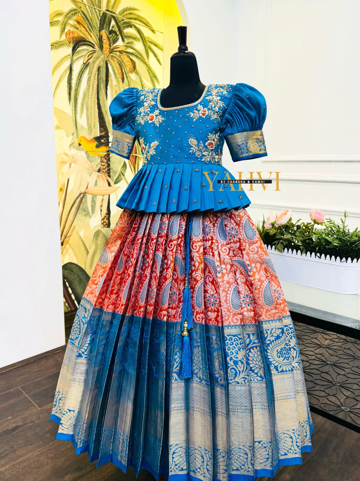 Ananda Blue Kanchi Pattu Lehenga Set