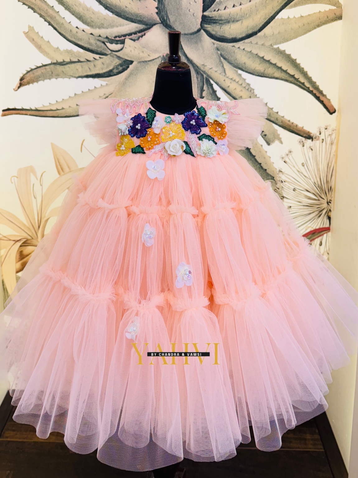 Blossom Garden Hand-Embroidered Party Frock - Image 2
