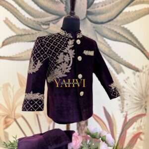 Royal Plum Velvet Jodhpuri Suit
