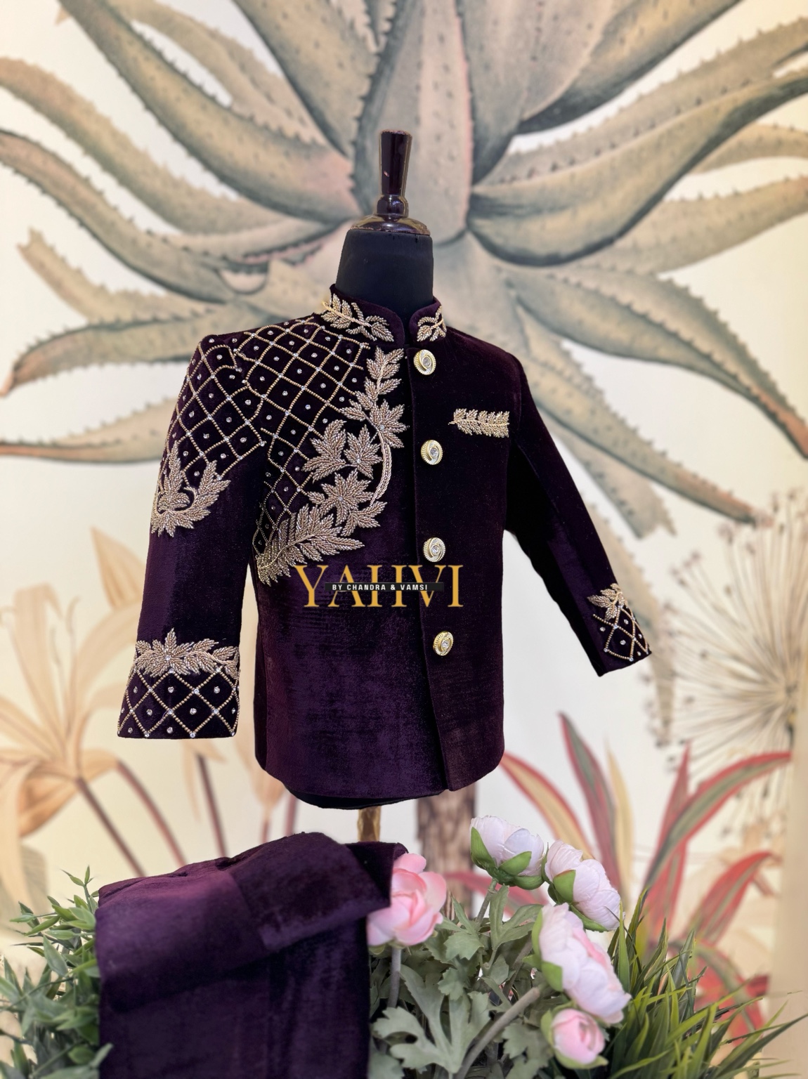 Royal Plum Velvet Jodhpuri Suit