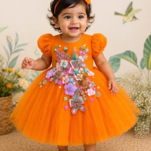 Enchanted Butterfly Hand-Embroidered Party Frock