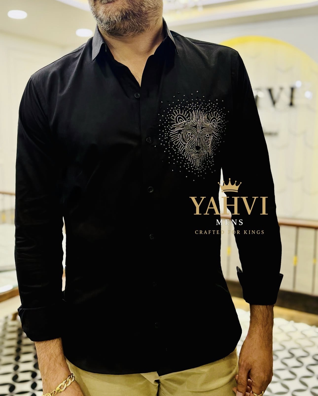 tarlight Lion Hand-Embroidered Cotton Shirt - Image 2