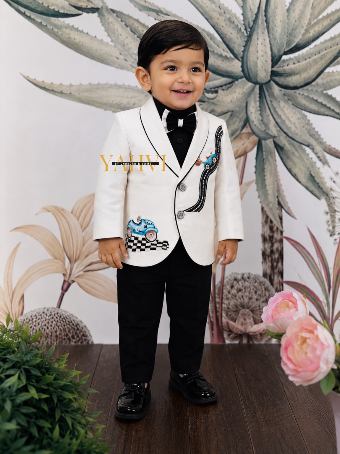 Little Racer Hand Embroidered Boys Tuxedo Suit - Image 5
