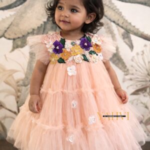 Blossom Garden Hand-Embroidered Party Frock