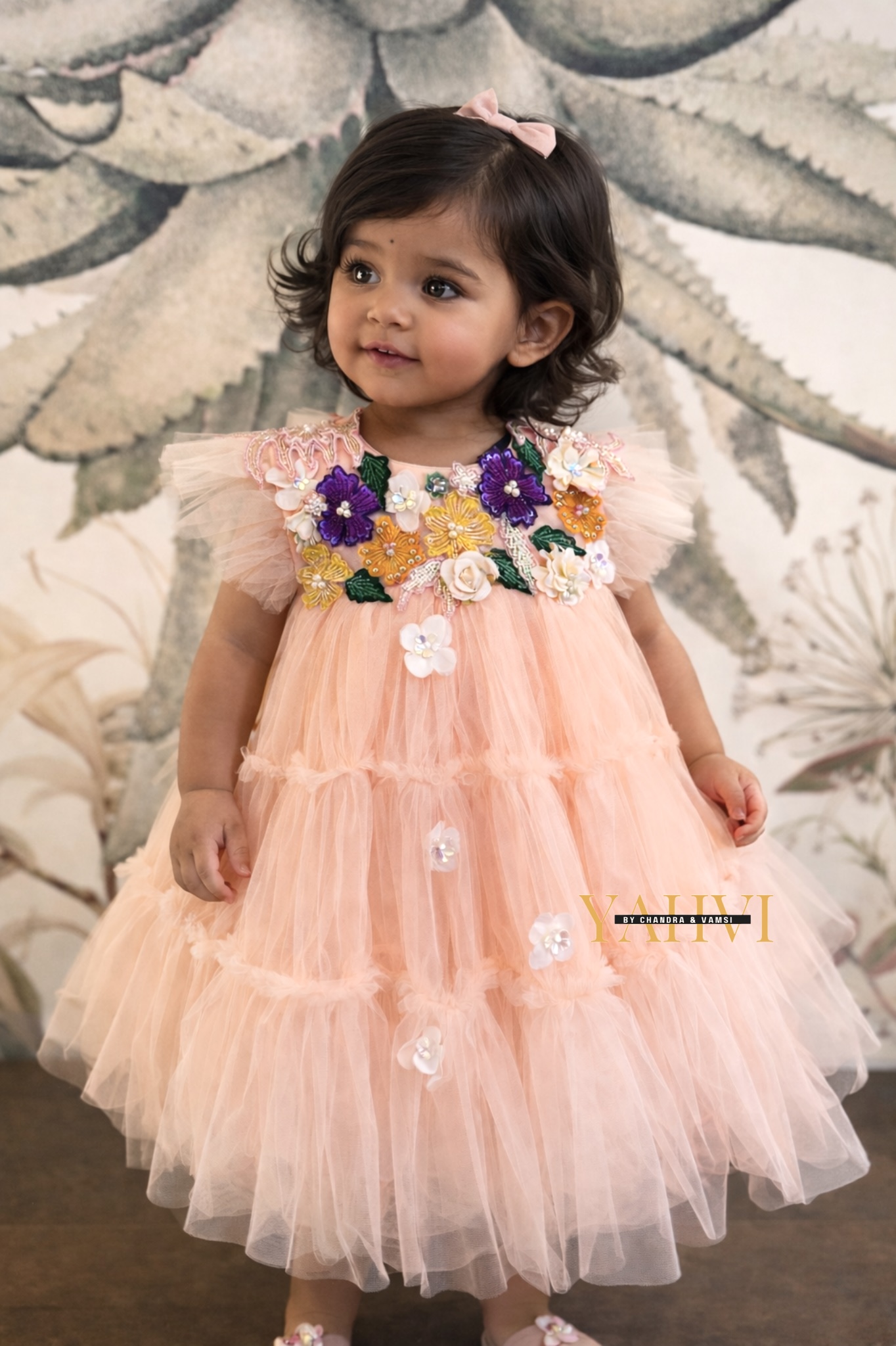 Blossom Garden Hand-Embroidered Party Frock