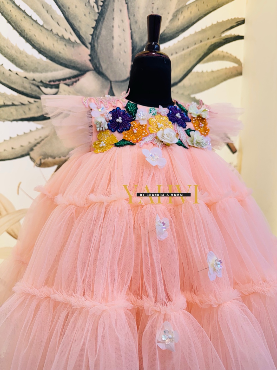 Blossom Garden Hand-Embroidered Party Frock - Image 4