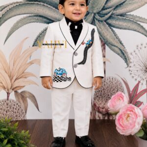 Little Racer Hand Embroidered Boys Tuxedo Suit