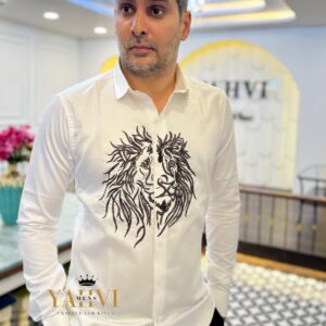 Royal Lion Hand-Embroidered Cotton Shirt