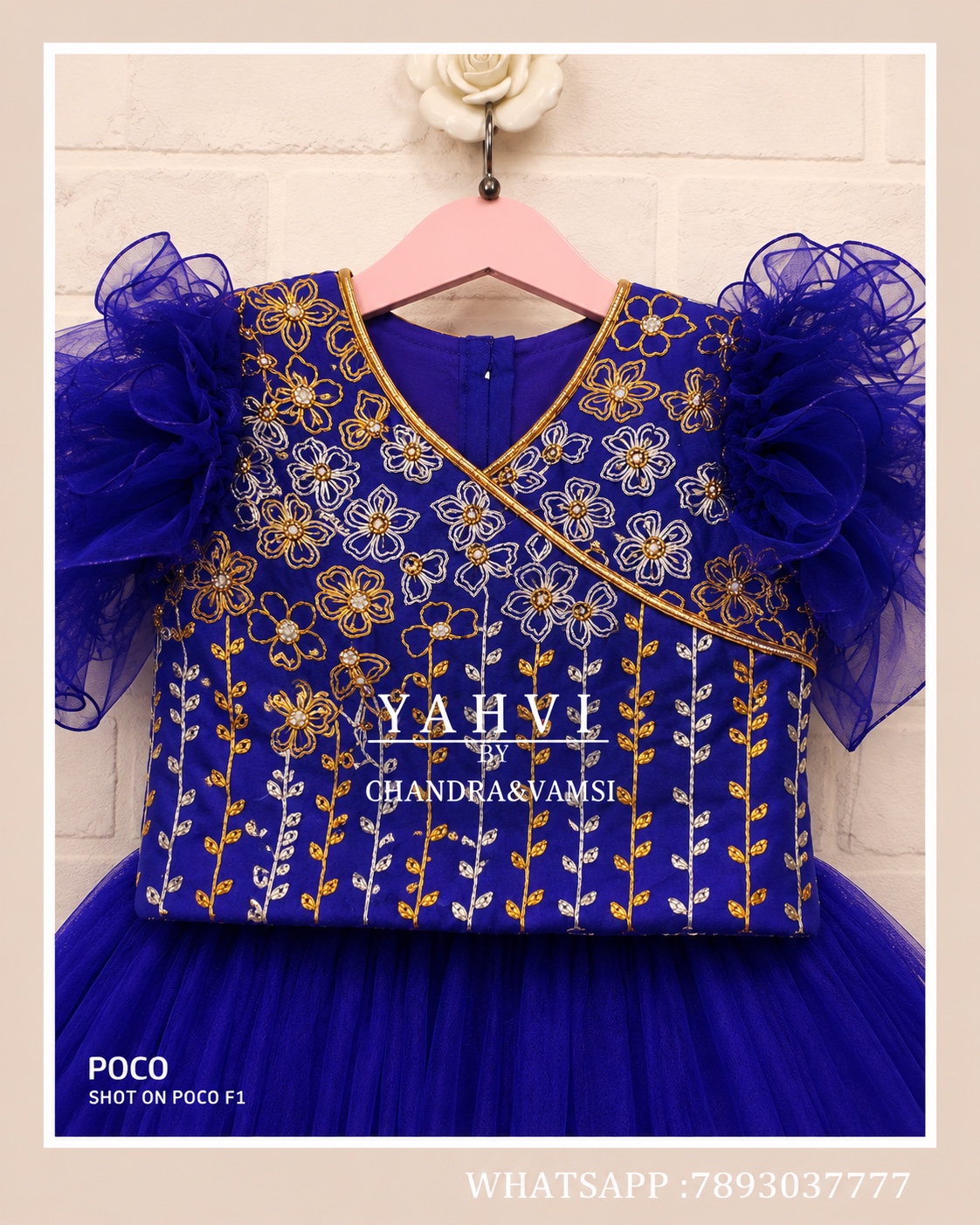Royal Bloom Hand Embroidered Girls Party Glehanga - Image 2