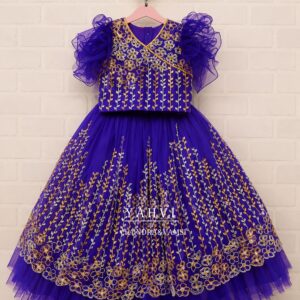 Royal Bloom Hand Embroidered Girls Party Glehanga