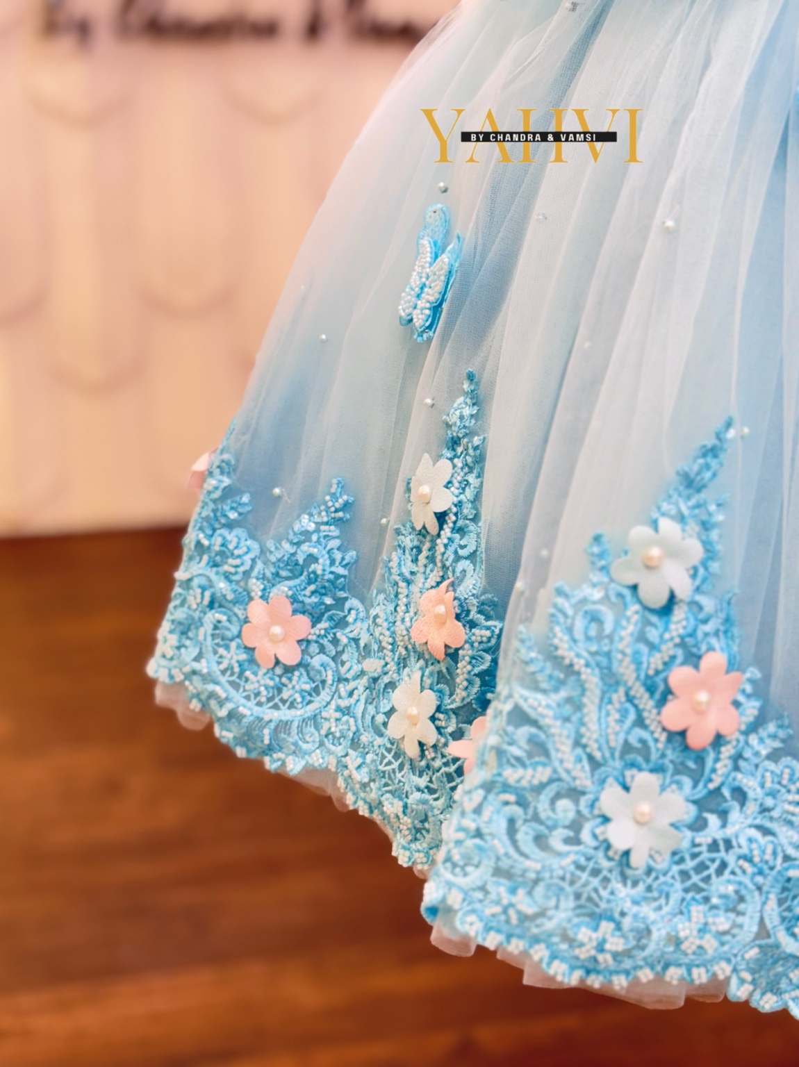 Sky Blue Butterfly Blossom Party Frock - Image 4
