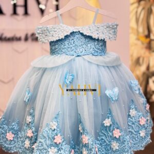 Sky Blue Butterfly Blossom Party Frock