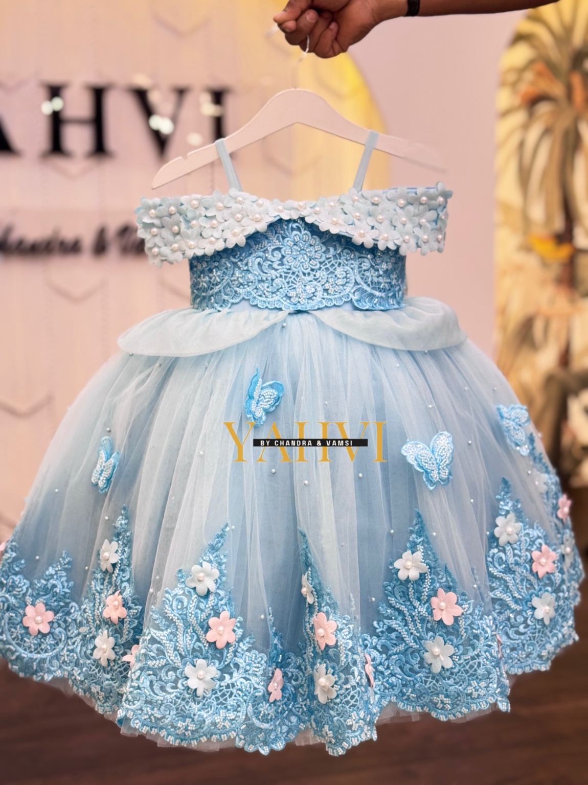 Sky Blue Butterfly Blossom Party Frock