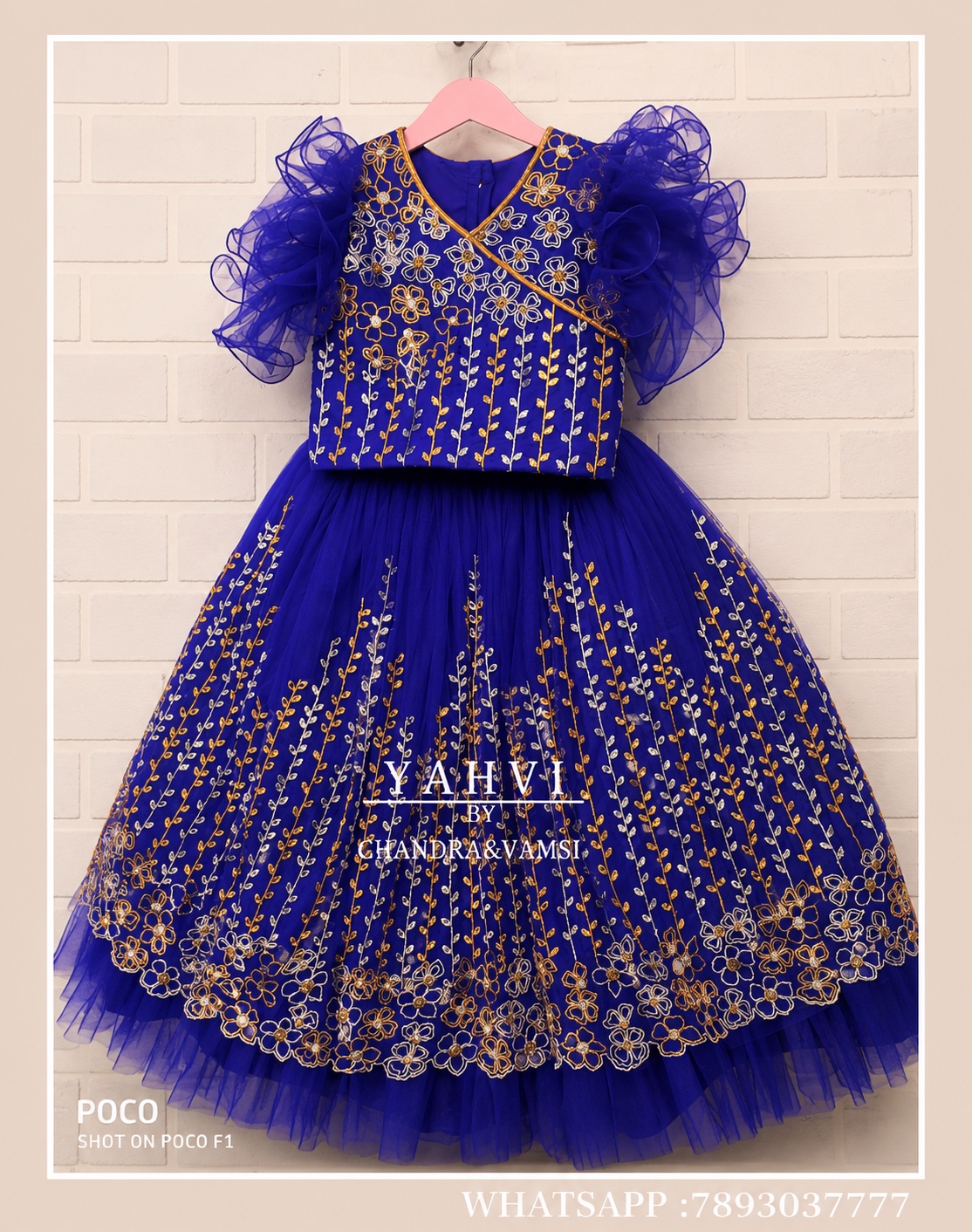 Royal Bloom Hand Embroidered Girls Party Glehanga - Image 4