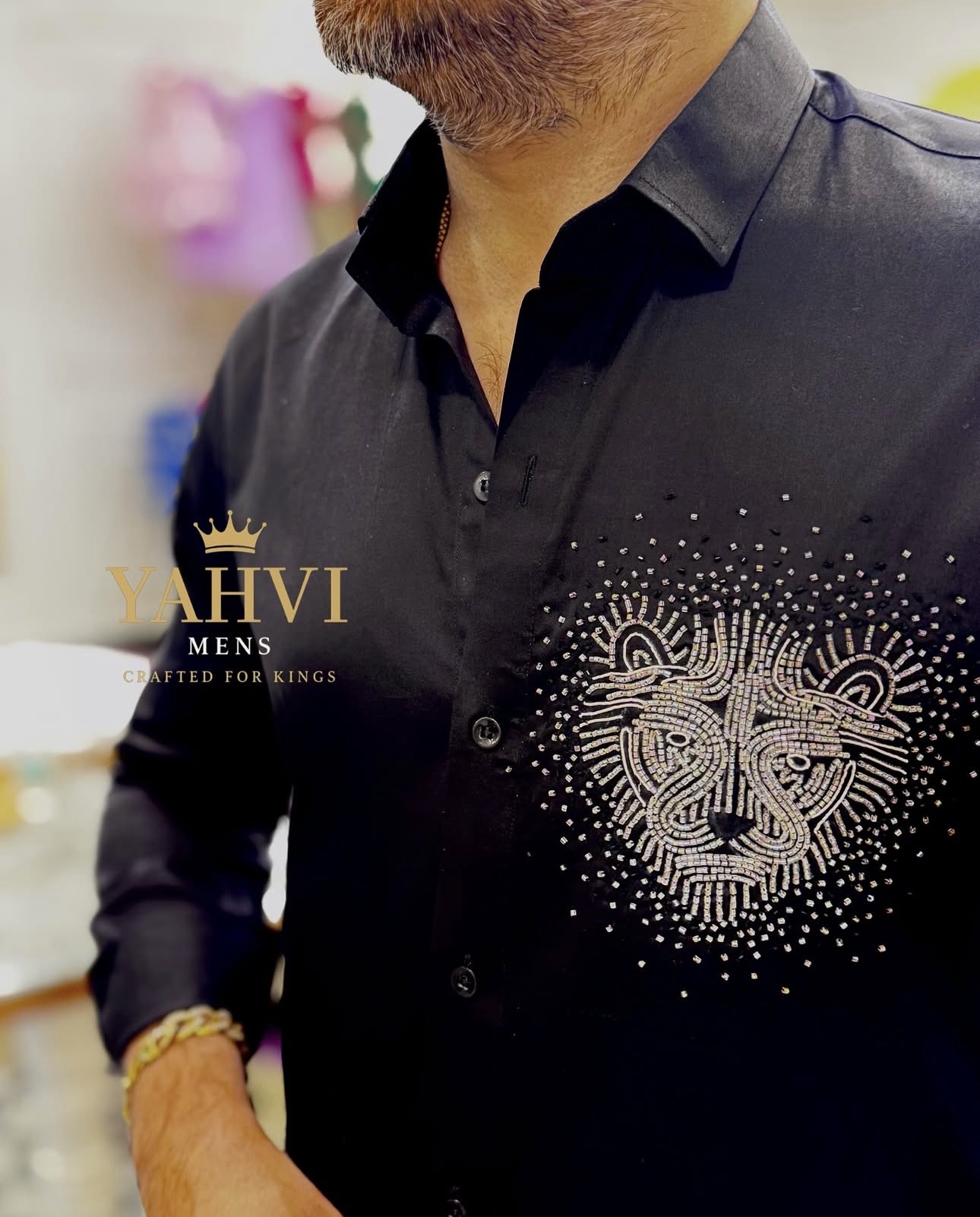 tarlight Lion Hand-Embroidered Cotton Shirt - Image 4