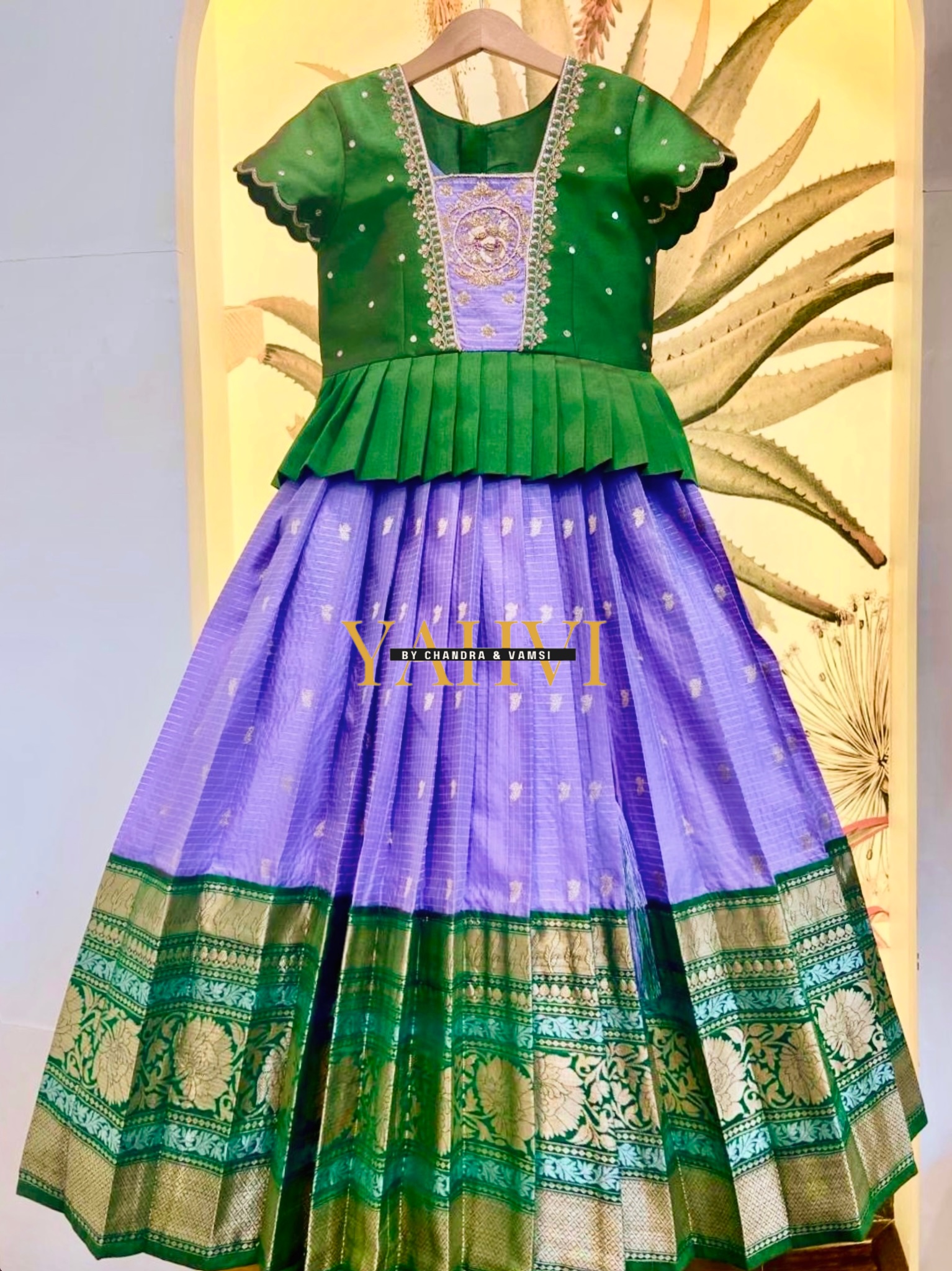 Emerald & Lavender Heritage Lehenga Set