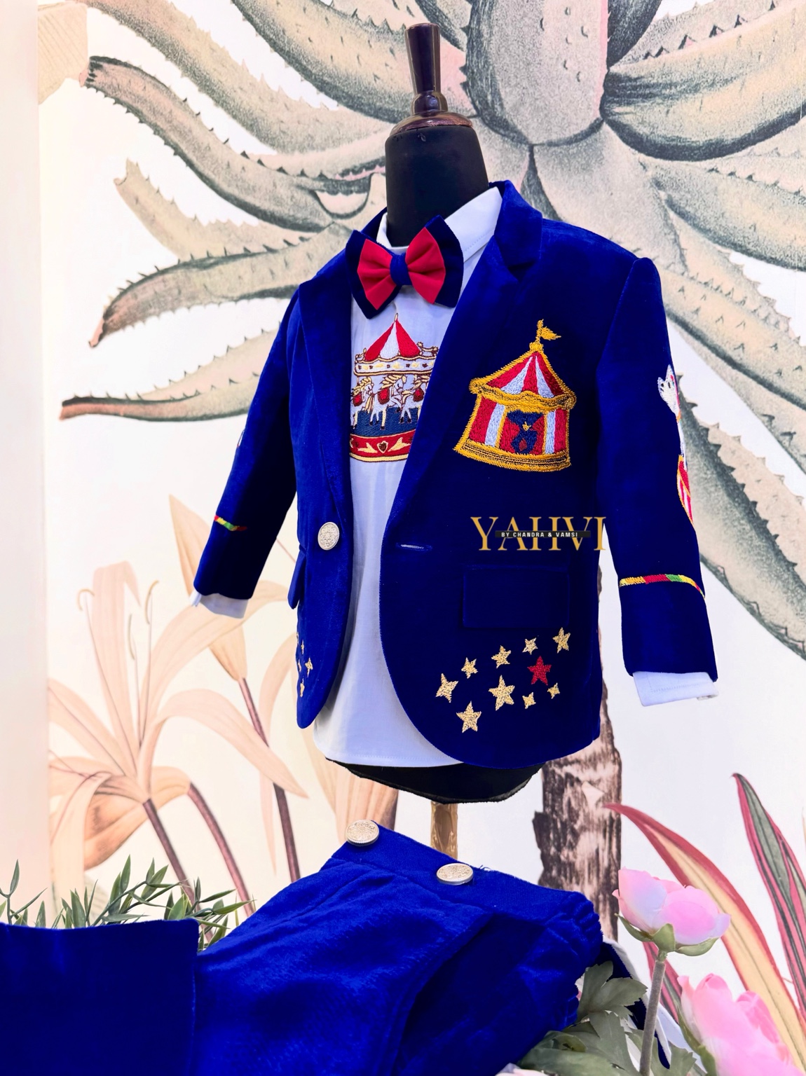 Royal Circus Hand-Embroidered Birthday Blazer Set