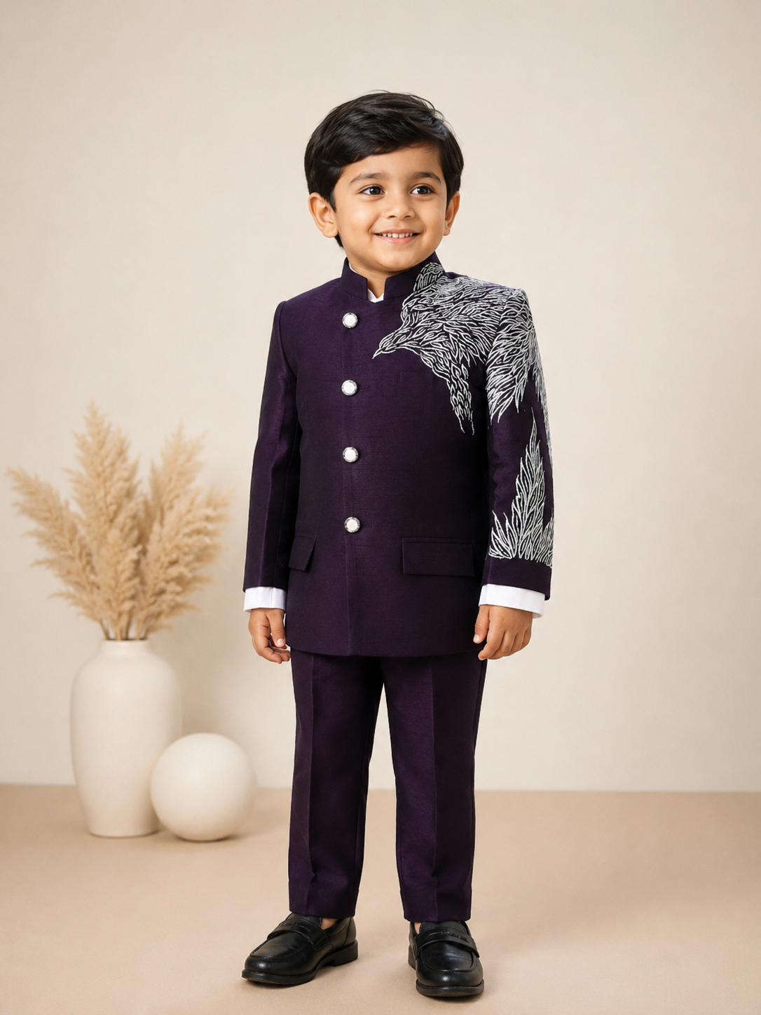 Royal Raven Bhagalpuri Raw Silk Jodhpuri Suit