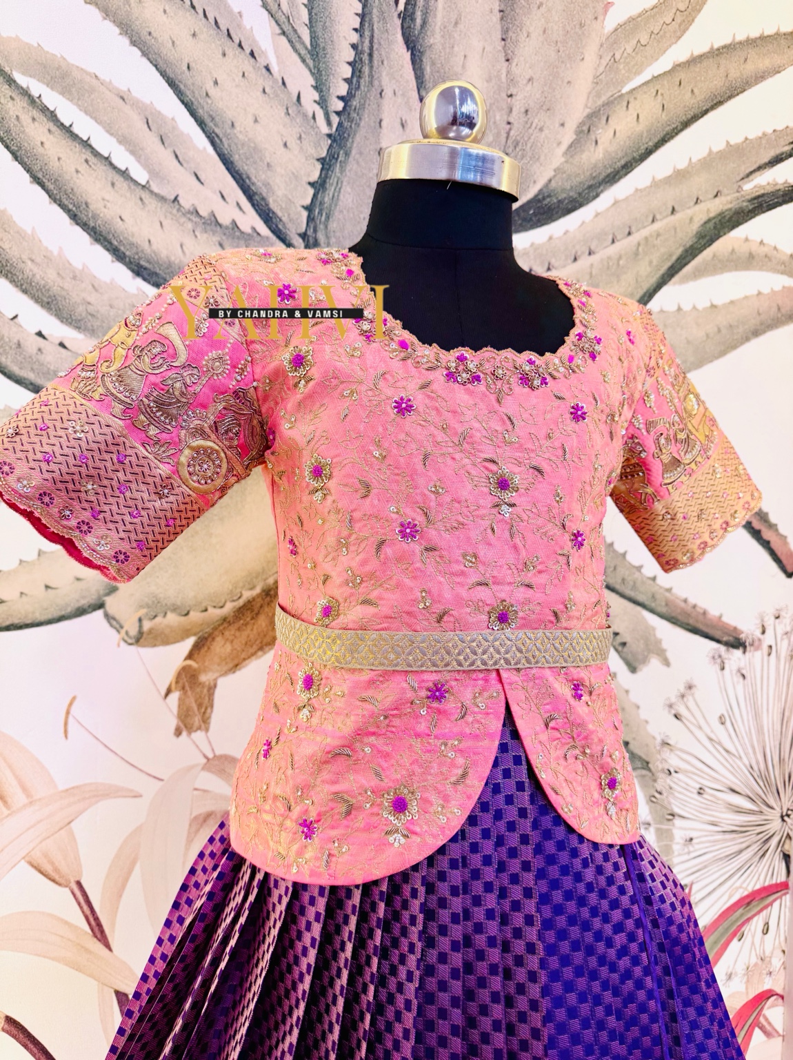 Royal Meenakari Pattu Lehenga with Hand-Embroidered Wing Blouse - Image 2