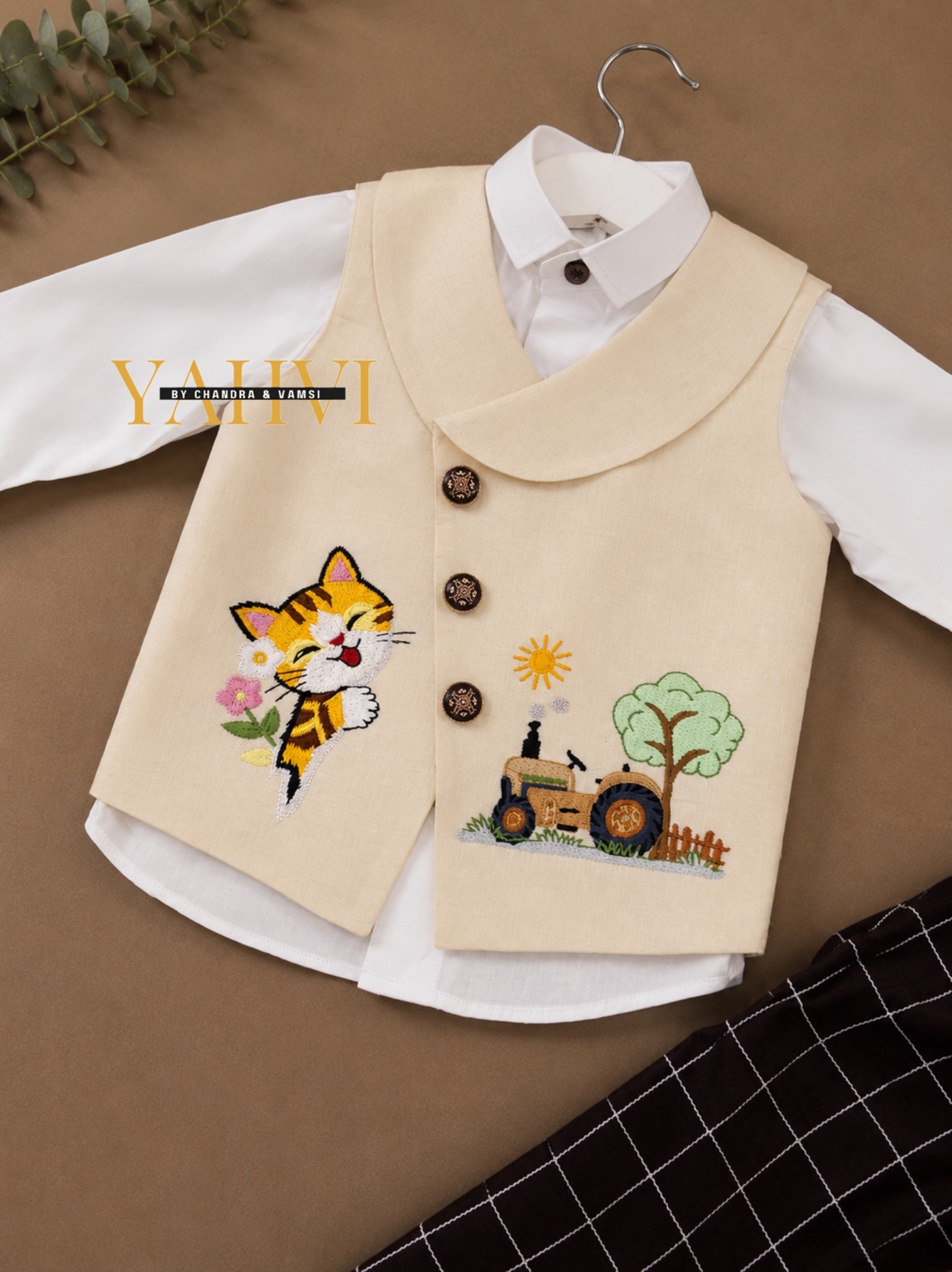 Little Farmer Adventure Embroidered Waist Coat Set - Image 2