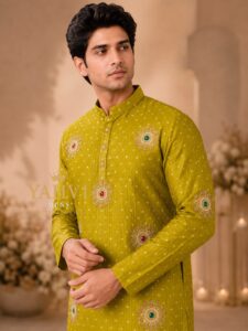 Aaranya Banarasi Tissue Groom Kurta Set