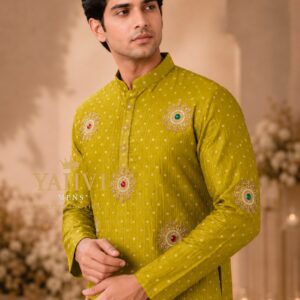 Aaranya Banarasi Tissue Groom Kurta Set