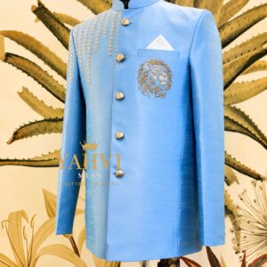 Regal Lion Sky Blue Jodhpuri Suit